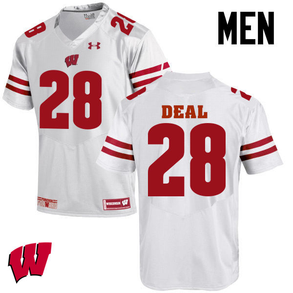Men Wisconsin Badgers #28 Taiwan Deal College Football Jerseys-White - Click Image to Close